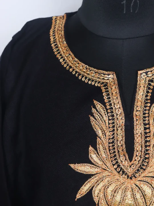Kashmiri Gulnaar Black Cashmilon Pheran for Women with Botte Tilla Embroidery - Image 3