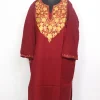 Kashmiri Alamzeb Maroon Cashmilon Pheran for Women with Aari Embroidery