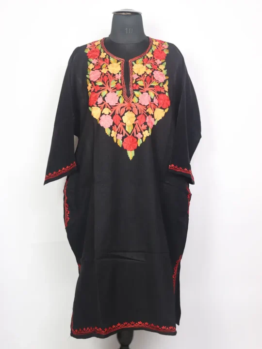 Kashmiri Black Cashmilon Pheran for Women with Aari Embroidery – Alamzeb