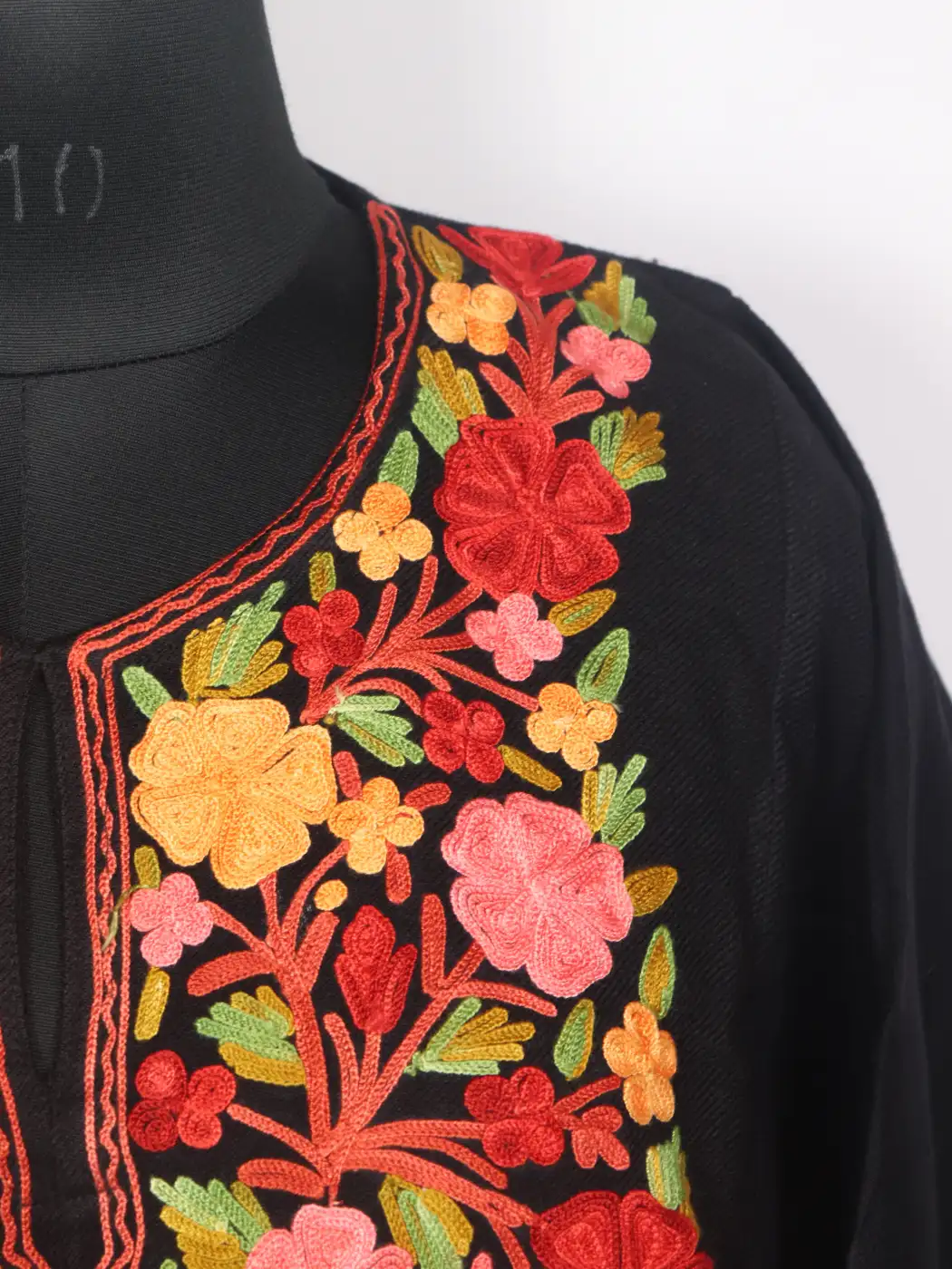 Kashmiri Black Cashmilon Pheran for Women with Aari Embroidery – Alamzeb - Image 3