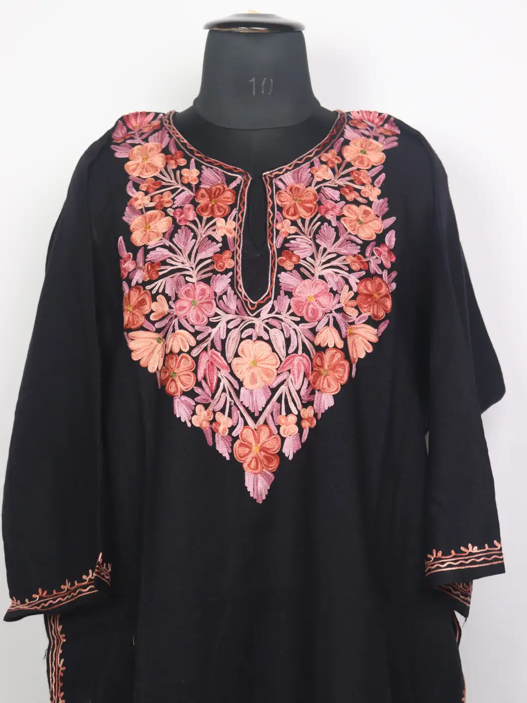 Kashmiri Black Cashmilon Pheran Alamzeb for Women with Aari Embroidery - Image 2
