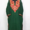 Alamzeb Green Kashmiri Cashmilon Pheran for Women with Floral Aari Work