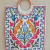 Shagufta Kashmiri Bag Hand Embroidered Floral and Wooden Ring Handle