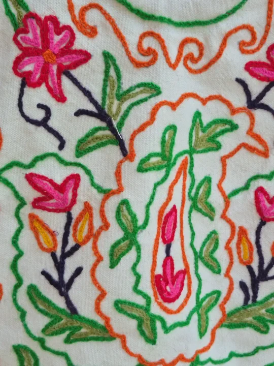 Naaz Kashmiri Bag Hand Embroidered With Wooden Ring Handle - Image 2