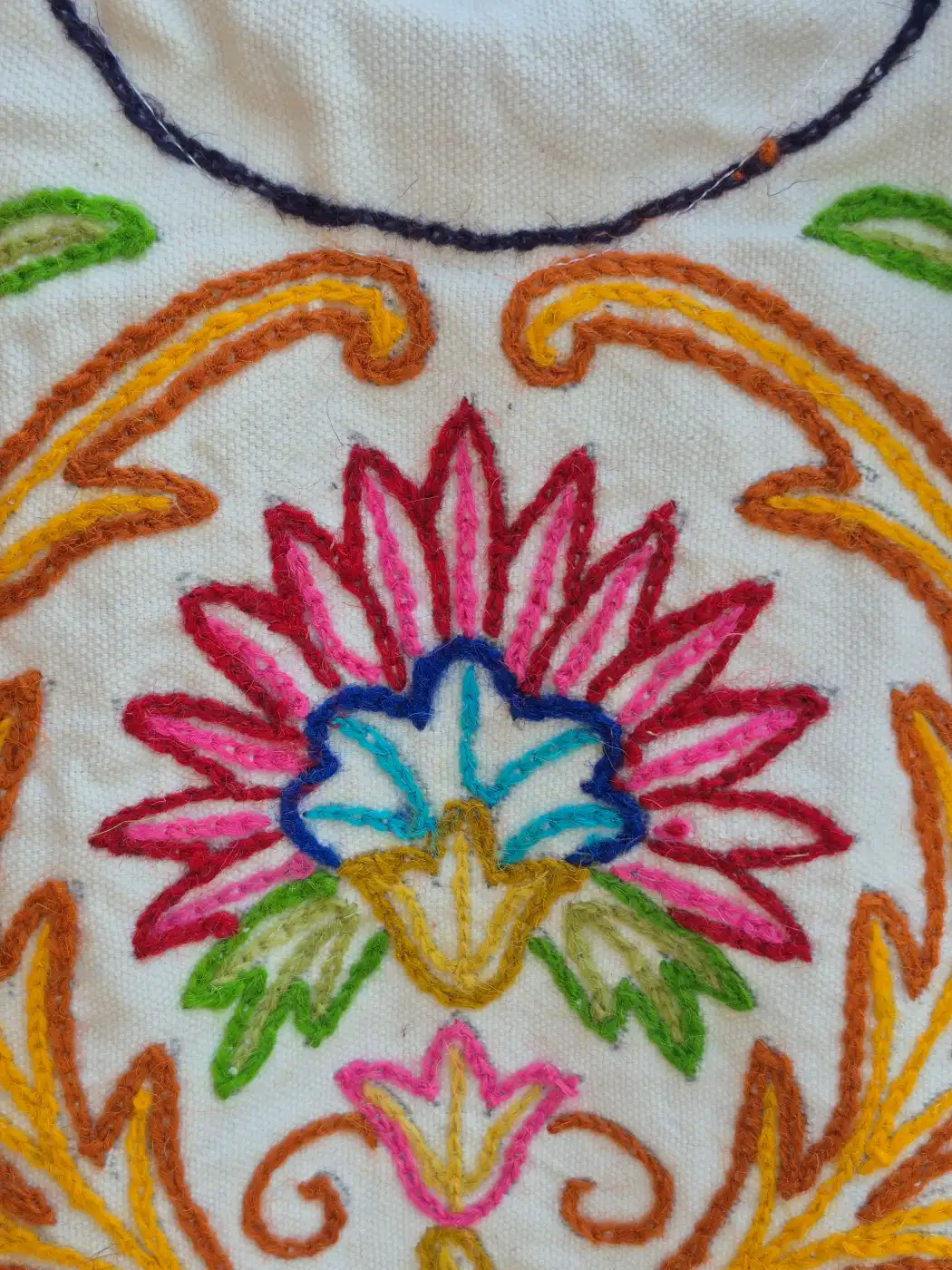 Kashmiri Bag Hand Embroidered Tulip Garden Ring Handle - Image 2