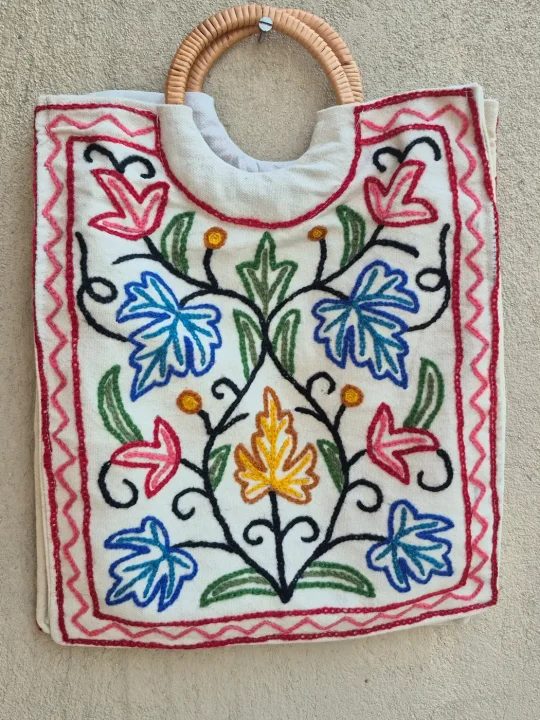 Shahbag Kashmiri Bag Floral Hand Embroidered With Ring Handle