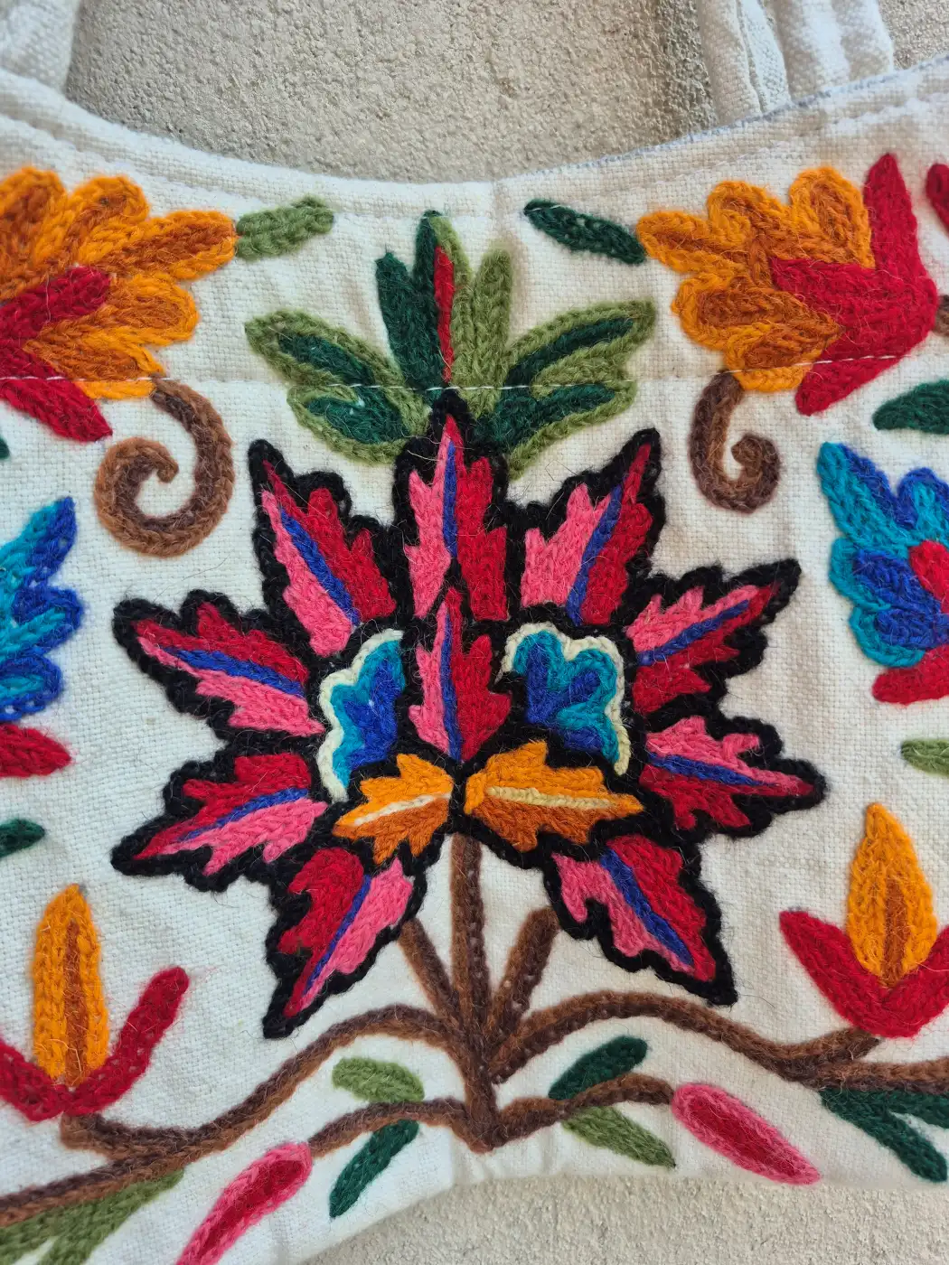 Kashmiri Hand Embroidered Gulzar Crewel Bag with Floral Work - Image 3