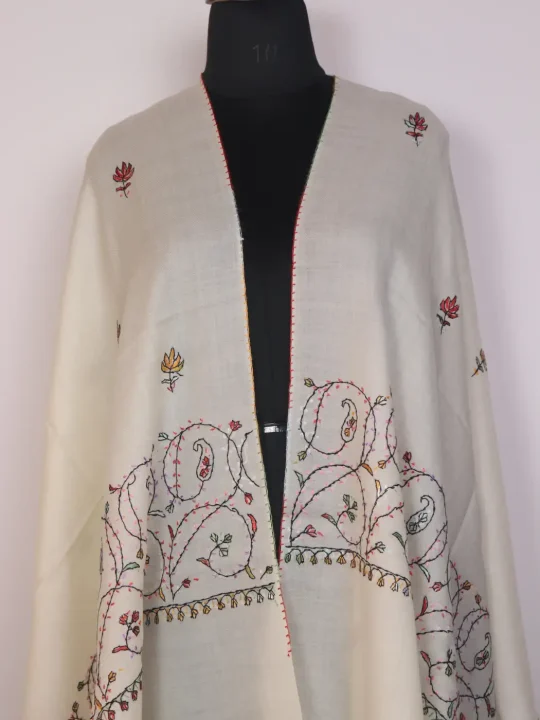 Parizaad Kashmiri Toosha Stole for Women with Paper Machie Style Hand Sozni Work - Image 2