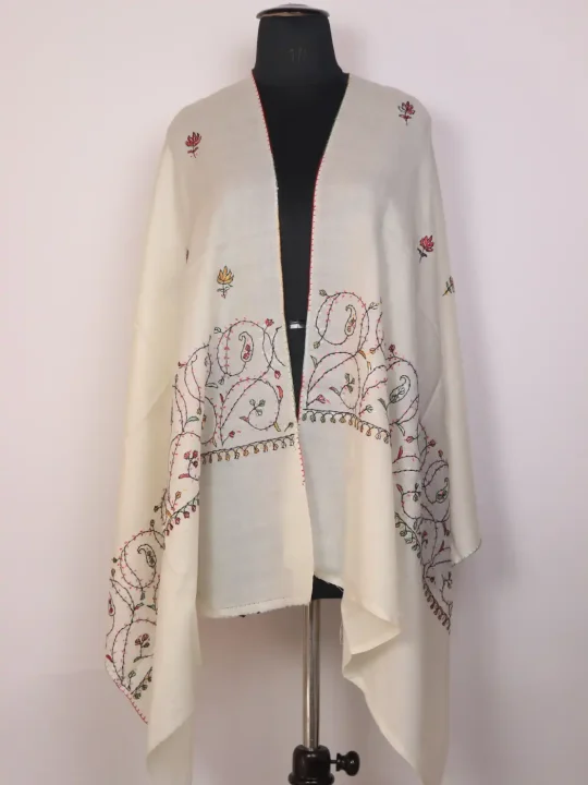 Parizaad Kashmiri Toosha Stole for Women with Paper Machie Style Hand Sozni Work