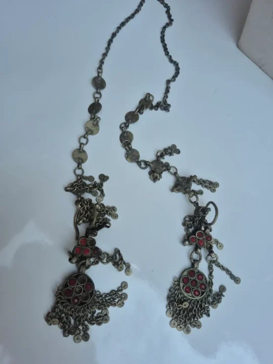 Kashmiri Handmade Kanavji Long Earrings Nazakat Over-the-Head Traditional Jewellery - Image 2