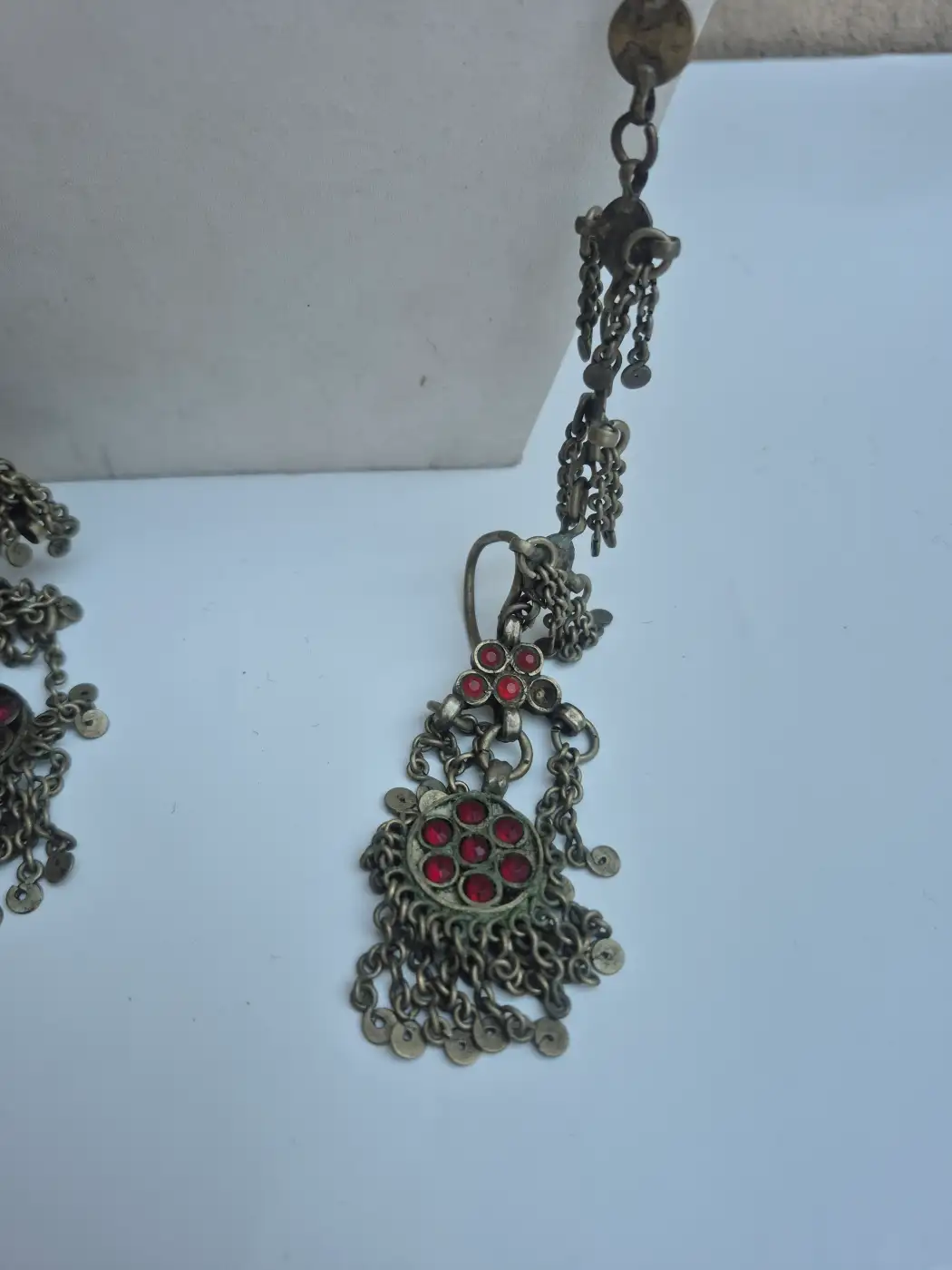 Kashmiri Handmade Kanavji Long Earrings Nazakat Over-the-Head Traditional Jewellery - Image 3