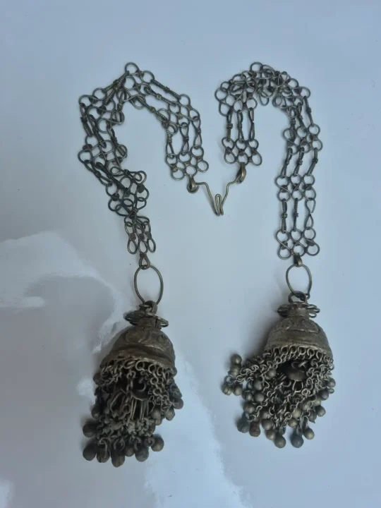 Dome Shaped Kashmiri Kanavji Handmade Earrings Vintage Over-the-Head Jewellery - Image 2