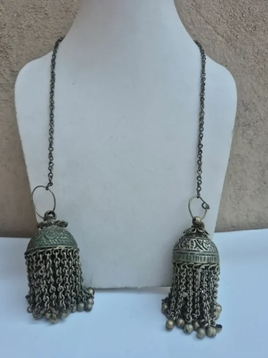 Lal-Ded Kashmiri Kanavji Dome Earrings Handmade Vintage Over-the-Head Jewellery