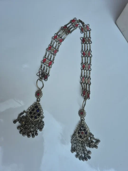 Shokh Kashmiri Handmade Kanavji Long Earrings Vintage Over-the-Head Jewellery - Image 2