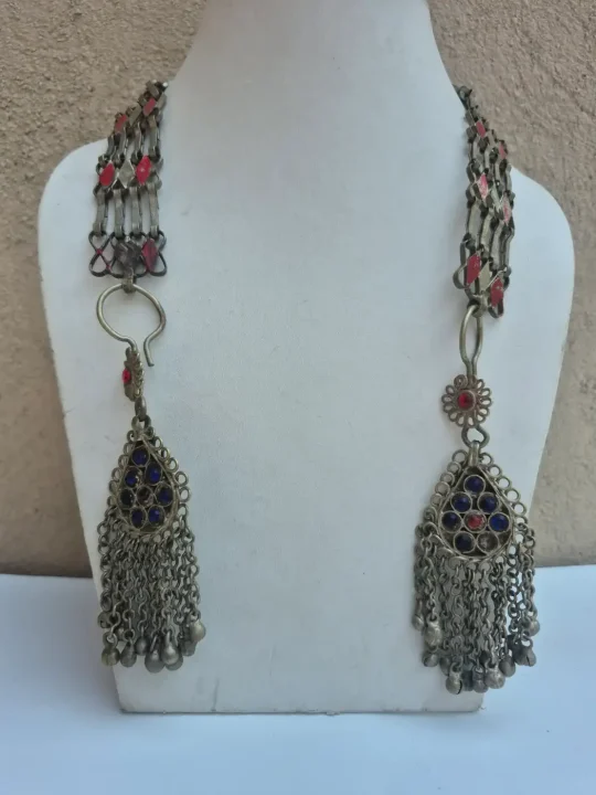 Shokh Kashmiri Handmade Kanavji Long Earrings Vintage Over-the-Head Jewellery