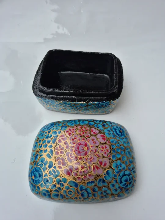 Kohinoor Kashmiri Paper Mache Box 3 x 4 Inch Floral Design - Image 3