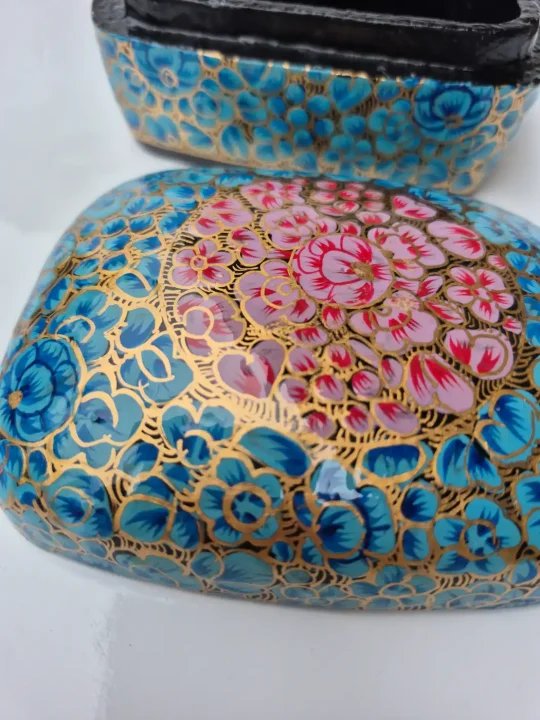Kohinoor Kashmiri Paper Mache Box 3 x 4 Inch Floral Design - Image 2