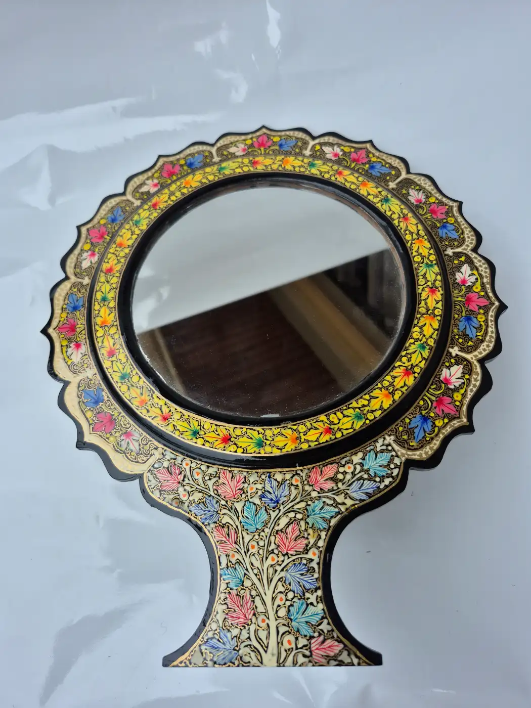Kashmiri Aaina Paper Machie Round Mirror Sheesha - Image 4