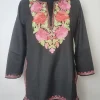 Kashmiri Black Ruby Cotton Short kurti With Aari Work - Gulshan