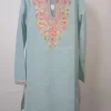 Kashmiri Kurti in Powder Blue Ruby Cotton Aari Embroidery – Meher