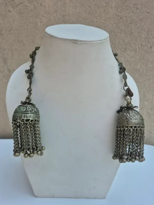 Handmade Vintage Kashmiri Kanavji Earrings  Over-the-Head Jewellery