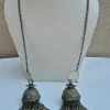 Kashmiri Handmade Kanavji Earrings Vintage Over-the-Head Jewellery with Tabbasum Dome Fringe