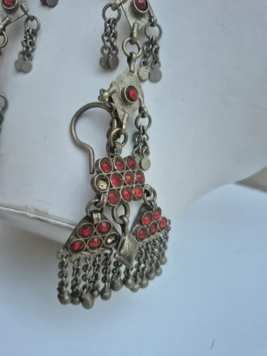 Handmade Kashmiri Jalva Mang Tikka with Attached Earrings Vintage Traditional Jewellery - Image 2