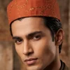 Habib Orange Kashmiri Cap with Sozni Embroidery