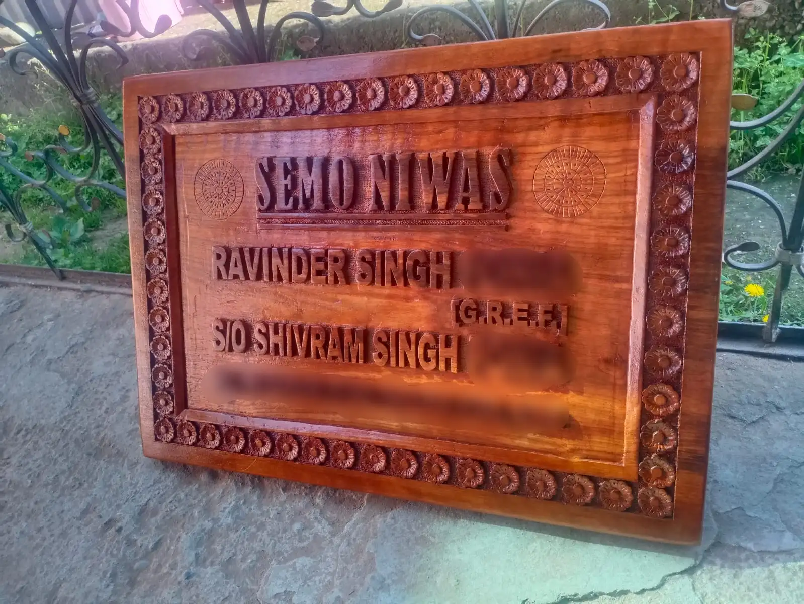 Wooden Nameplate for Home, Office, etc Entrance Outdoor | Handmade with Kashmiri Walnut Wood | 24*18 - Image 2