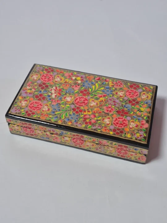Gulrukh Golden Kashmiri Paper Mache Flat Meter Box
