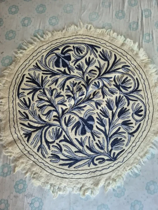 Neelkaar Kashmiri Vinework – Hand Embroidered Wool Namda 4×4 Feet