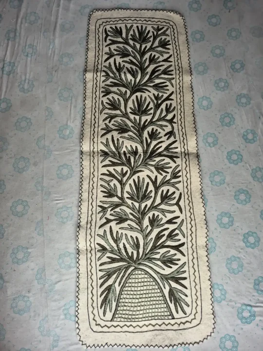 6x2 ft Kashmiri Hand Embroidered Namda Runner Rug | Traditional Floral Wool Floor Runner