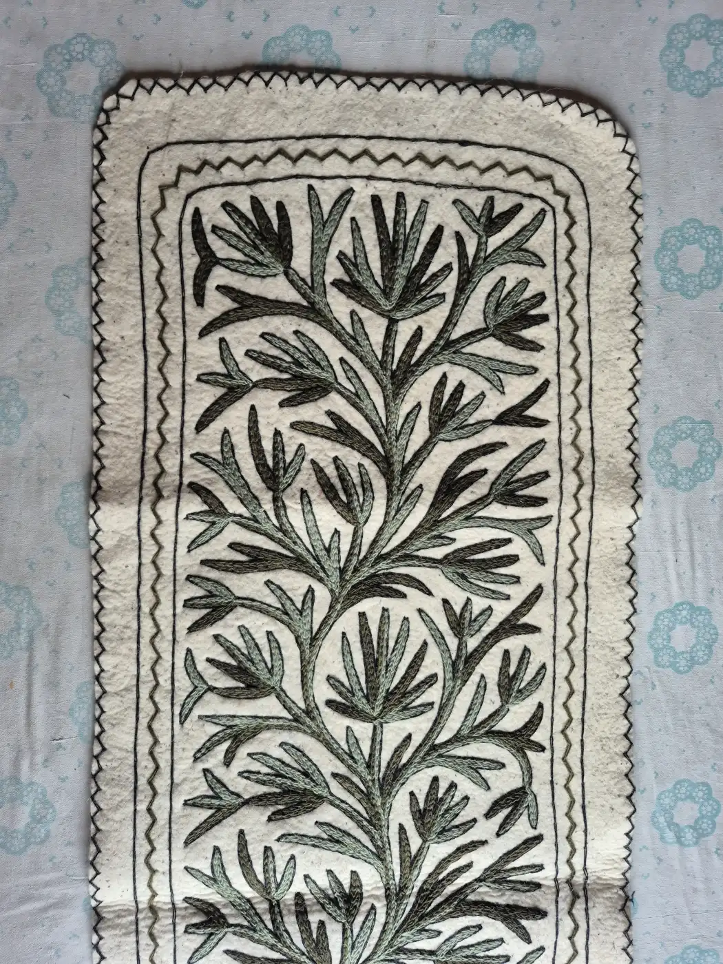 6x2 ft Kashmiri Hand Embroidered Namda Runner Rug | Traditional Floral Wool Floor Runner - Image 2