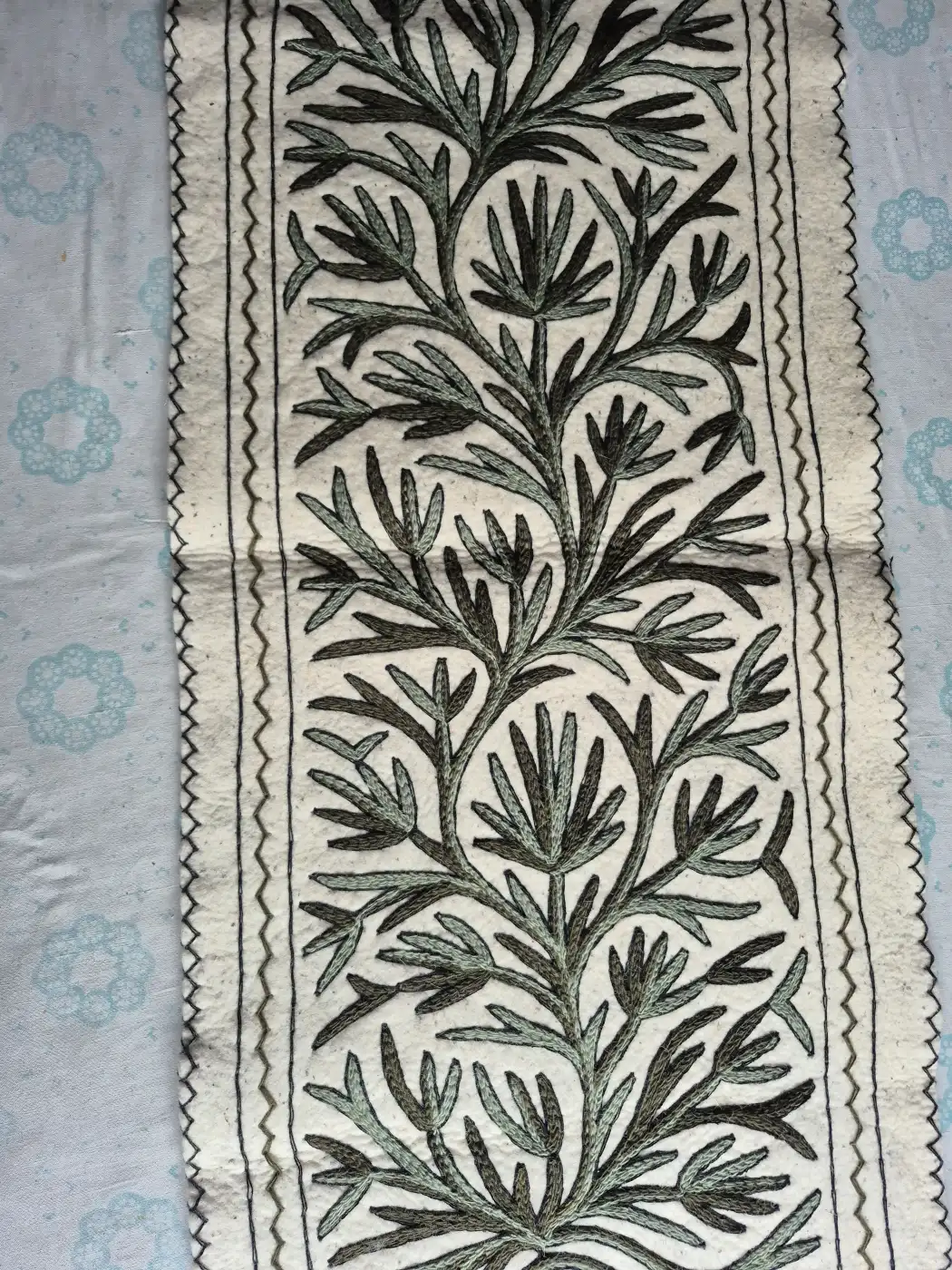 6x2 ft Kashmiri Hand Embroidered Namda Runner Rug | Traditional Floral Wool Floor Runner - Image 3