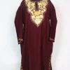 Aabida Kashmiri Pheran In Cashmilon Wool With Aari Embroidery | Maroon