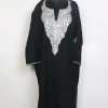 Aabish Kashmiri Raffal Wool Botte Tilla Work Pheran Black