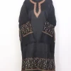 Aabshar Kashmiri Raffal Wool Black Pheran with Hand Sozni Work