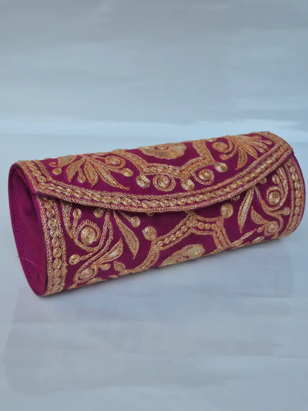 Aatira Magenta Kashmiri Clutch Bag with Botte Tilla Work