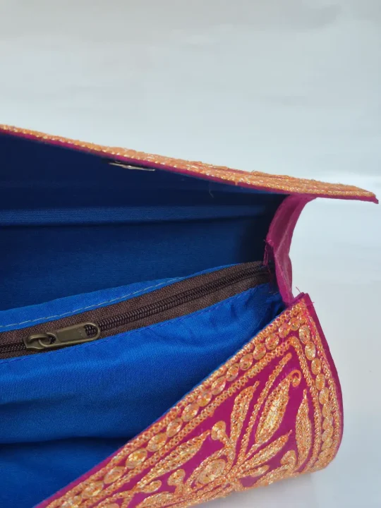 Aatira Magenta Kashmiri Clutch Bag with Botte Tilla Work - Image 3