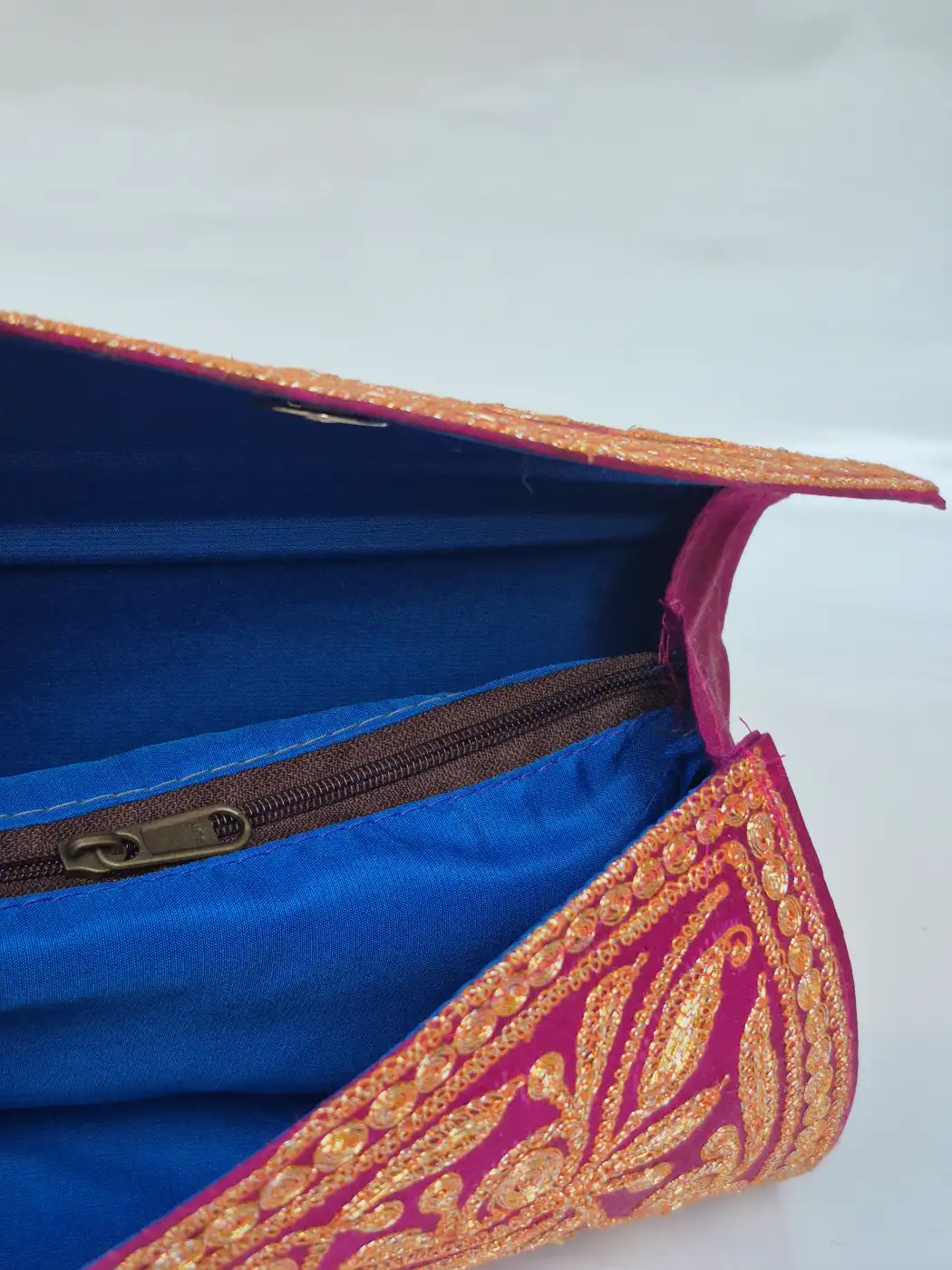 Aatira Magenta Kashmiri Clutch Bag with Botte Tilla Work - Image 3