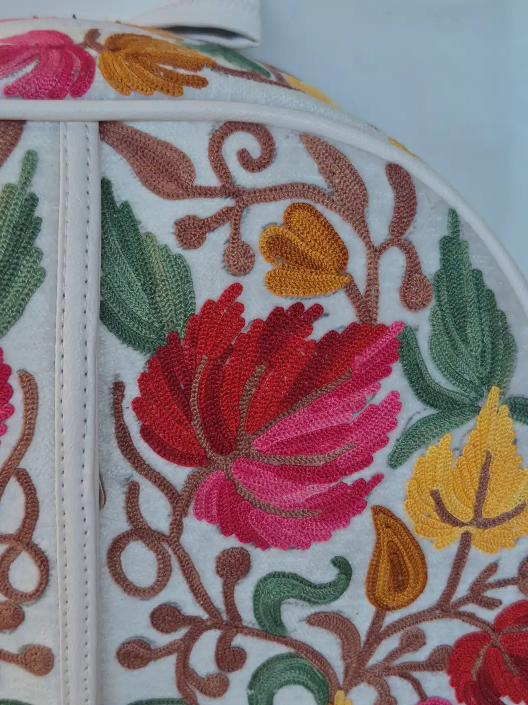Afifa Kashmiri White Backpack with Aari Embroidery - Image 2