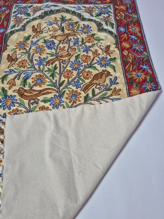 Handmade Kashmiri Rug In Silk Thread Chain Stitch | Jazaib | 4x2.5Ft - Image 3