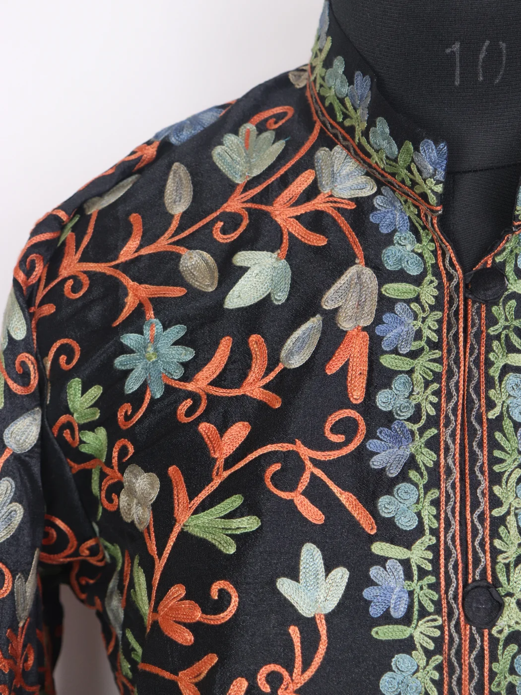 Afsheen Black Silk Kashmiri Jaal Aari Embroidered Long Coat - Image 3
