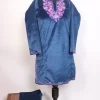 Aira Navy Blue Kashmiri Girls 2pc Pheran Set In Holland Velvet With Aari Work (8 to 9 Y)