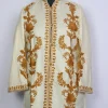 White Kashmiri Alina Cashmilon Aari Embroidred Short Coat