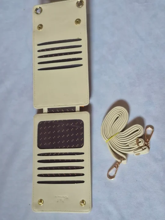 Aaliya Kashmiri Cream White Mobile And Card Sling Bag with Aari Embroidery - Image 3