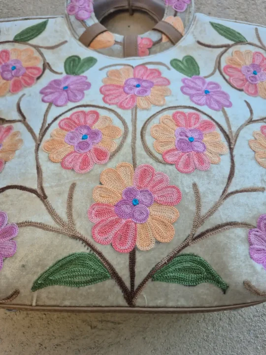 Amara Kashmiri Cream Basket Bag with Aari Embroidery - Image 2