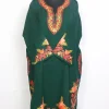 Amira Kashmiri Cashmilon Wool Aari Embroidery Pheran Dark Green