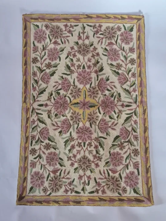 Anabia Chain Stitch Kashmiri Embroidery Wall Hanging Cream 3 by 2 Feet