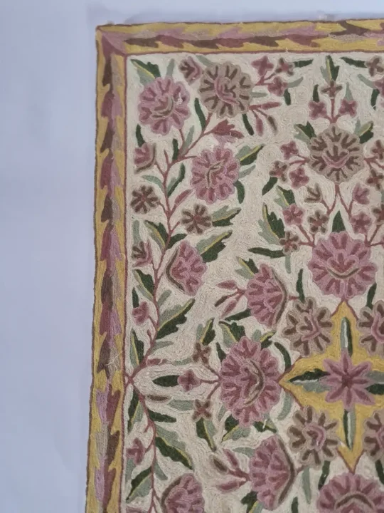 Anabia Chain Stitch Kashmiri Embroidery Wall Hanging Cream 3*2Ft - Image 3